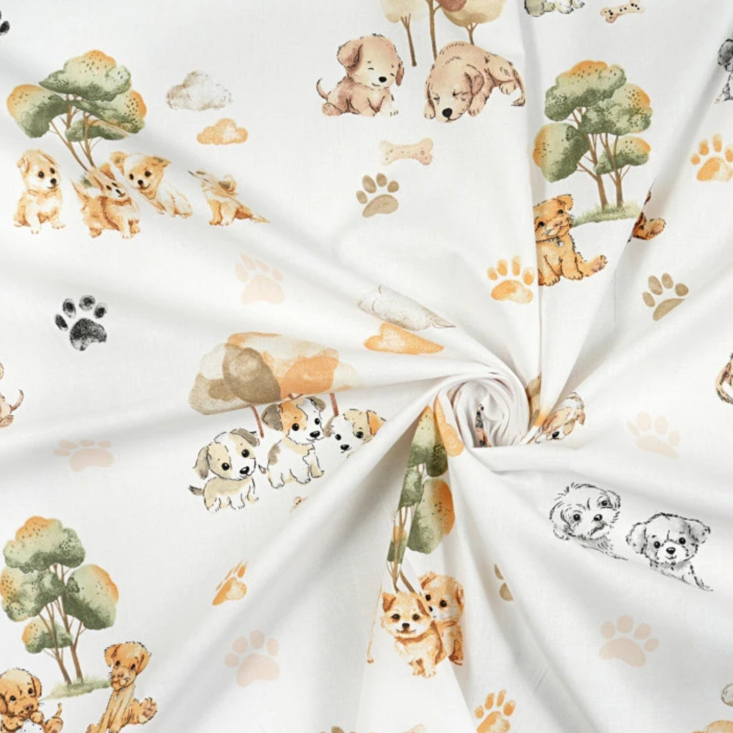 Coupon 50x50cm - Tissu coton Motif chiens