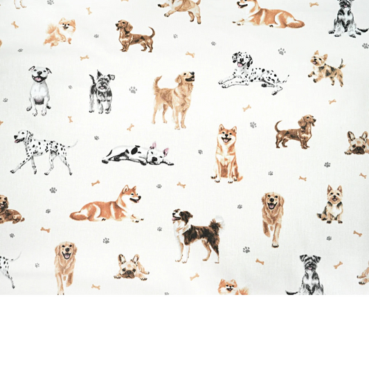 Coupon 50x50cm - Tissu coton Motif chiens écru