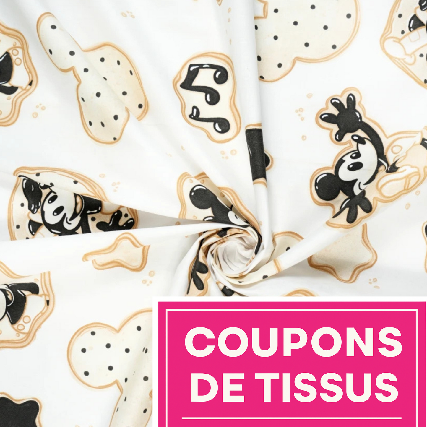 Coupon 50x50cm - Tissu coton Motif mickey