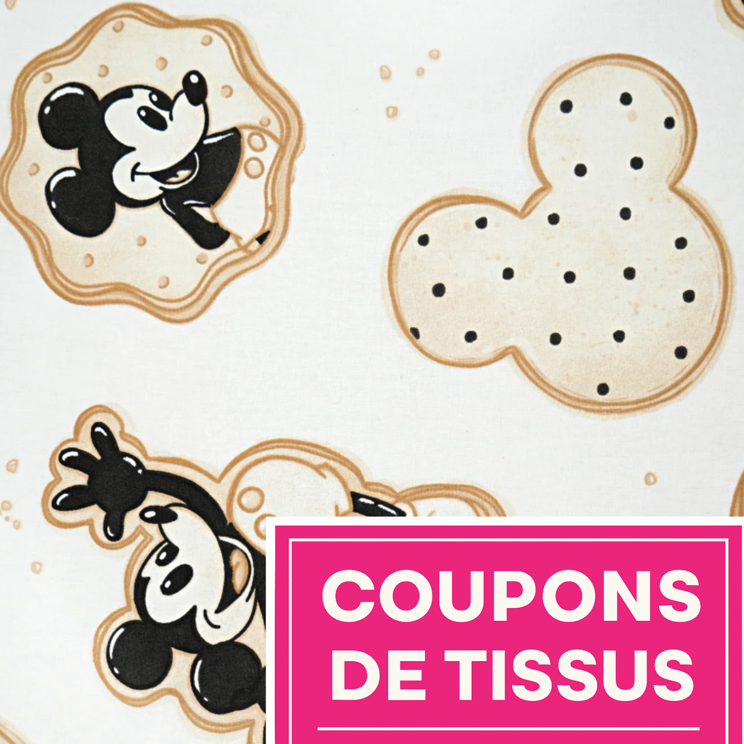 Coupon 50x50cm - Tissu coton Motif mickey