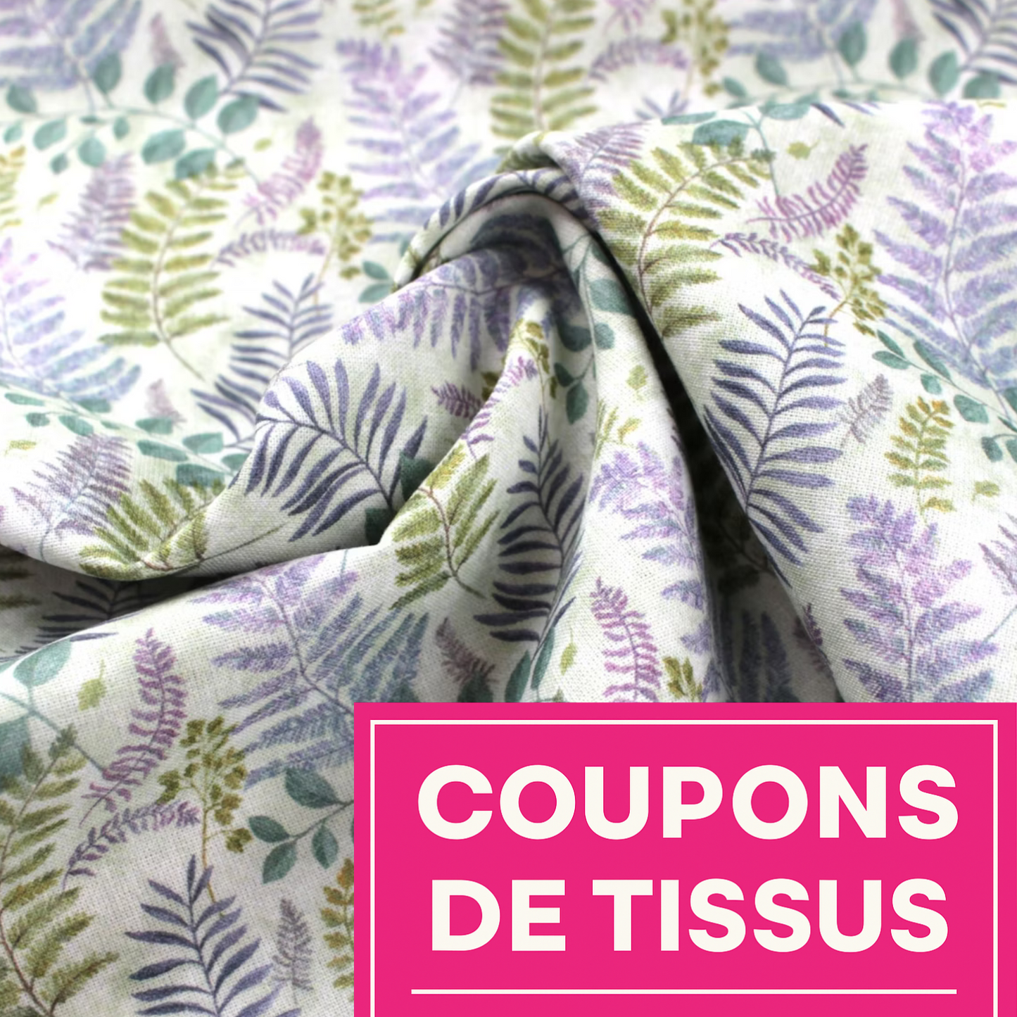 Coupon 45x45cm - Tissu coton Motif plantes