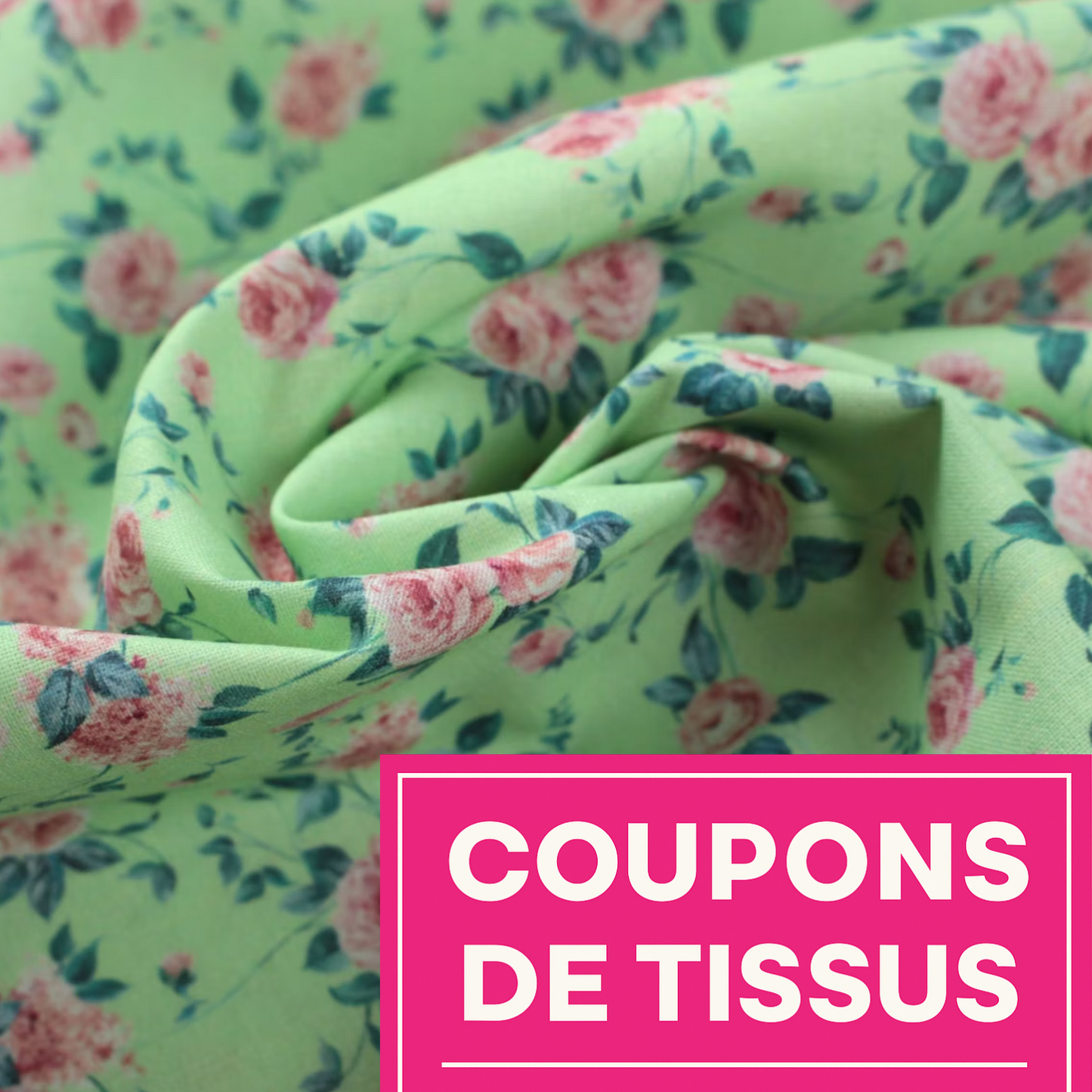 Coupon 45x45cm - Tissu coton Motif fleurs