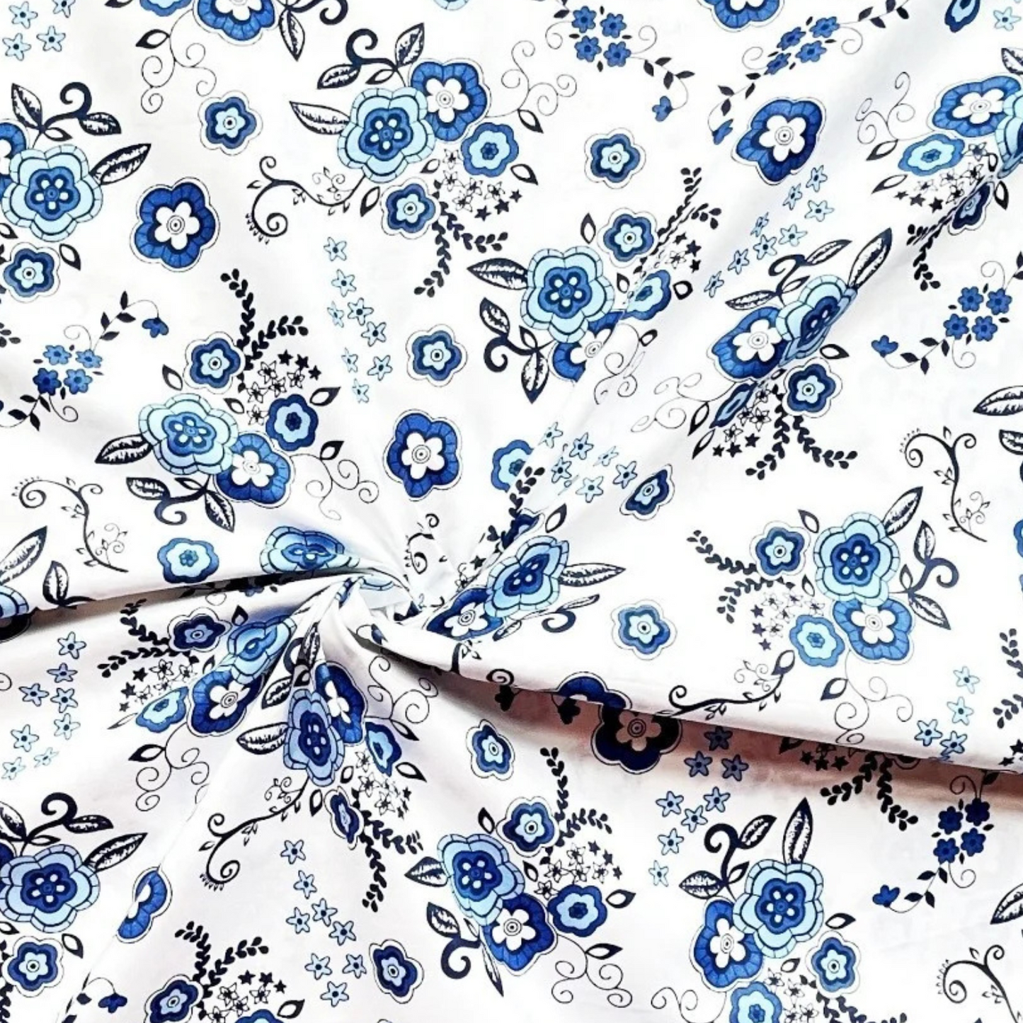 Coupon 50x50cm - Tissu coton Motif fleurs