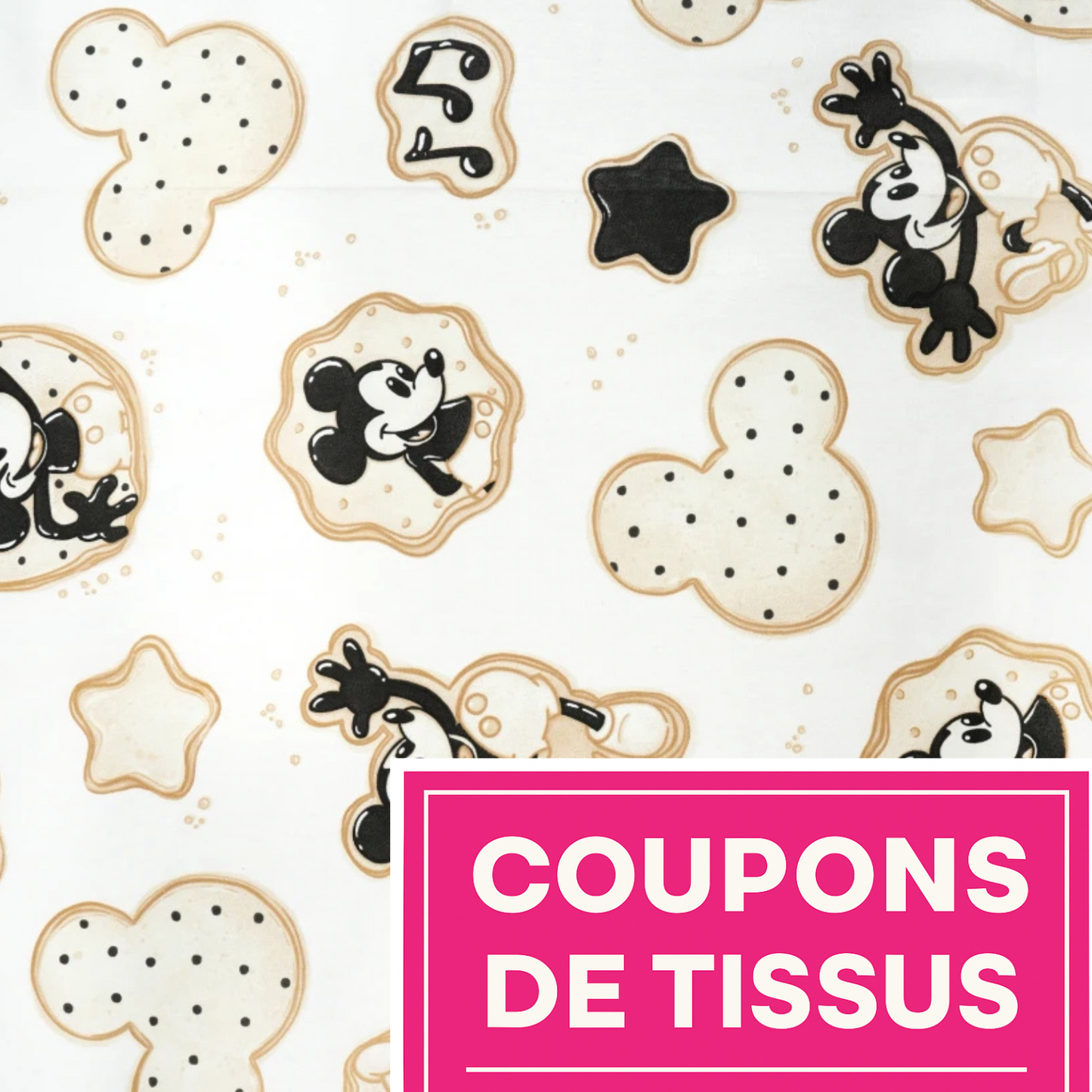 Coupon 50x50cm - Tissu coton Motif mickey