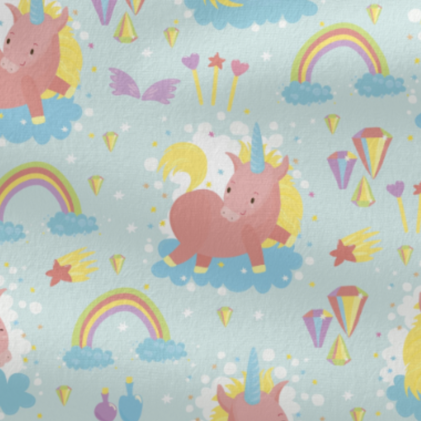 Coupon 50x50cm - Tissu coton Motif licornes