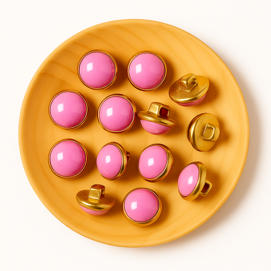Lot de 10 boutons 10mm couleur rose/doré