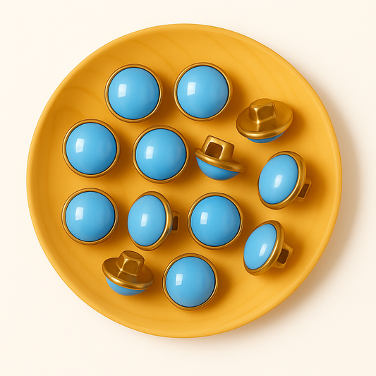 Lot de 10 boutons 10mm couleur bleu/doré