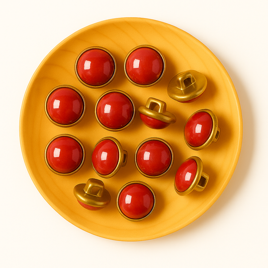 Lot de 10 boutons 10mm couleur rouge foncé/doré