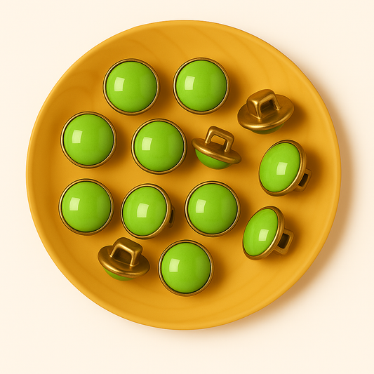 Lot de 10 boutons 10mm couleur vert/doré