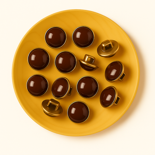 Lot de 10 boutons 10mm couleur chocolat/doré