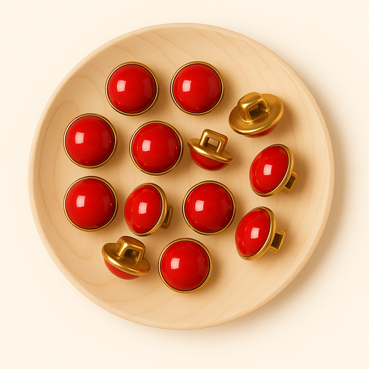 Lot de 10 boutons 10mm couleur rouge/doré