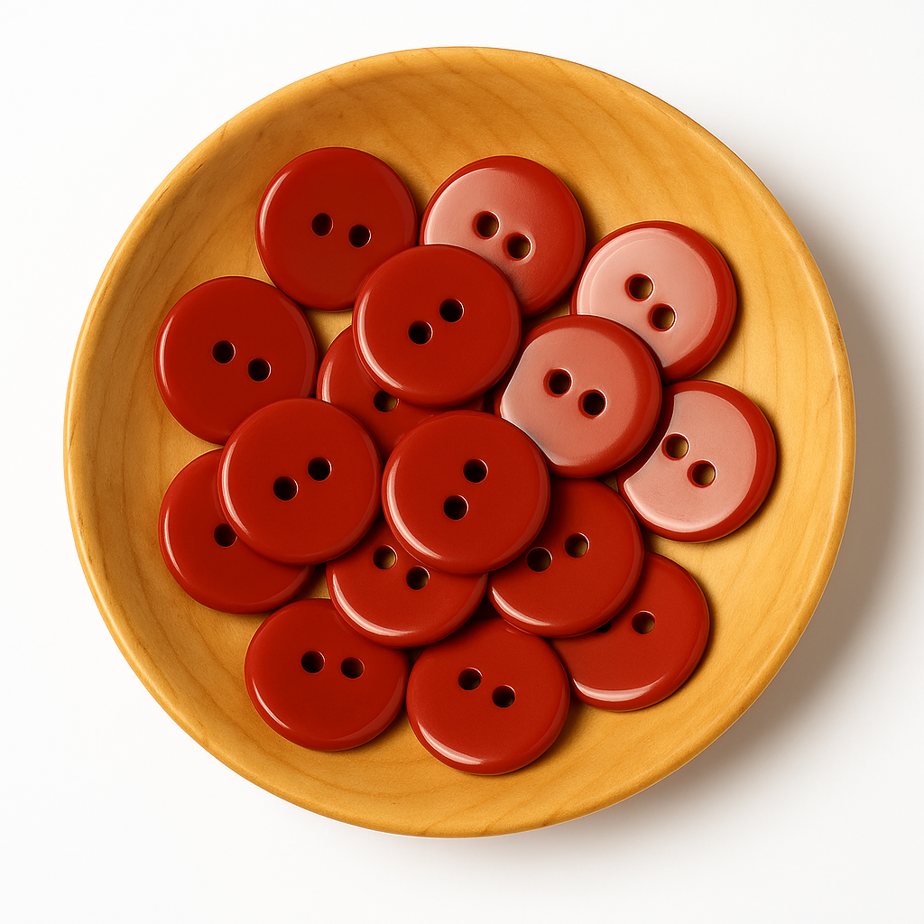 Lot de 10 boutons 15mm couleur rouge foncé