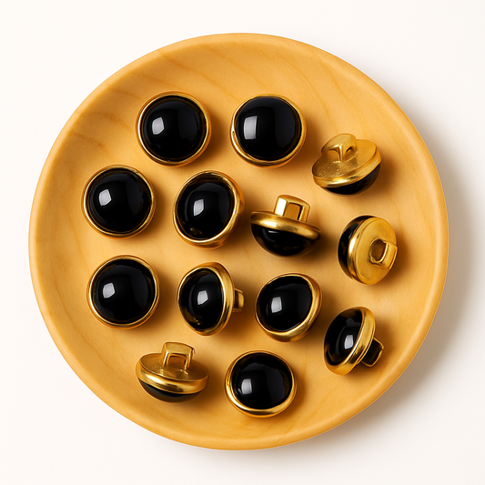 Lot de 10 boutons 10mm couleur noir/doré