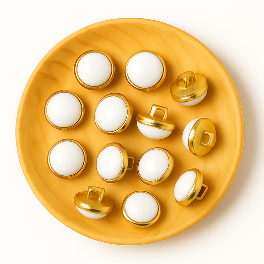 Lot de 10 boutons 10mm couleur blanc/doré