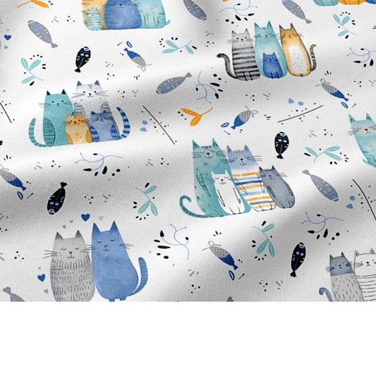 Coupon 50x50cm - Tissu coton Motif chats