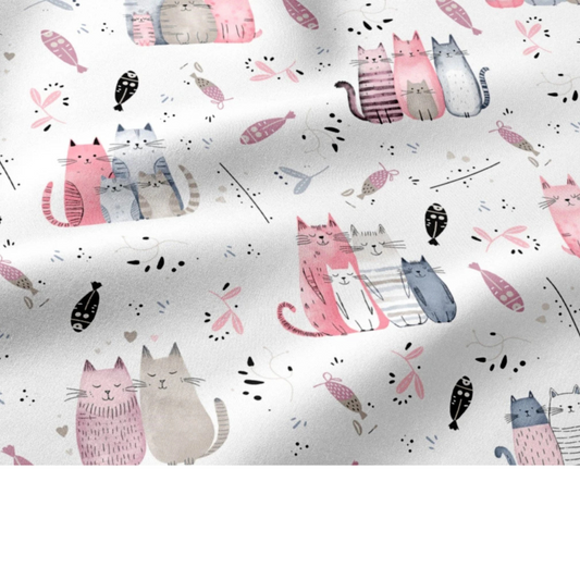 Coupon 50x50cm - Tissu coton Motif chats