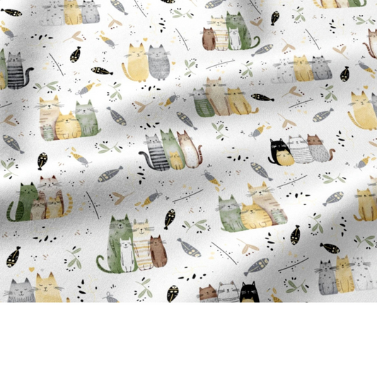 Coupon 50x50cm - Tissu coton Motif chats