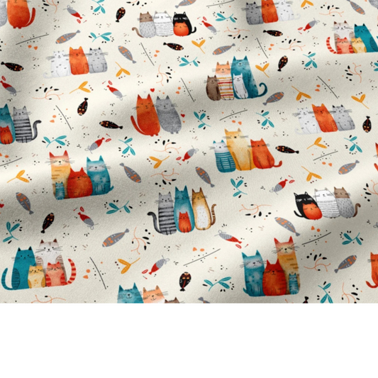 Coupon 50x50cm - Tissu coton Motif chats