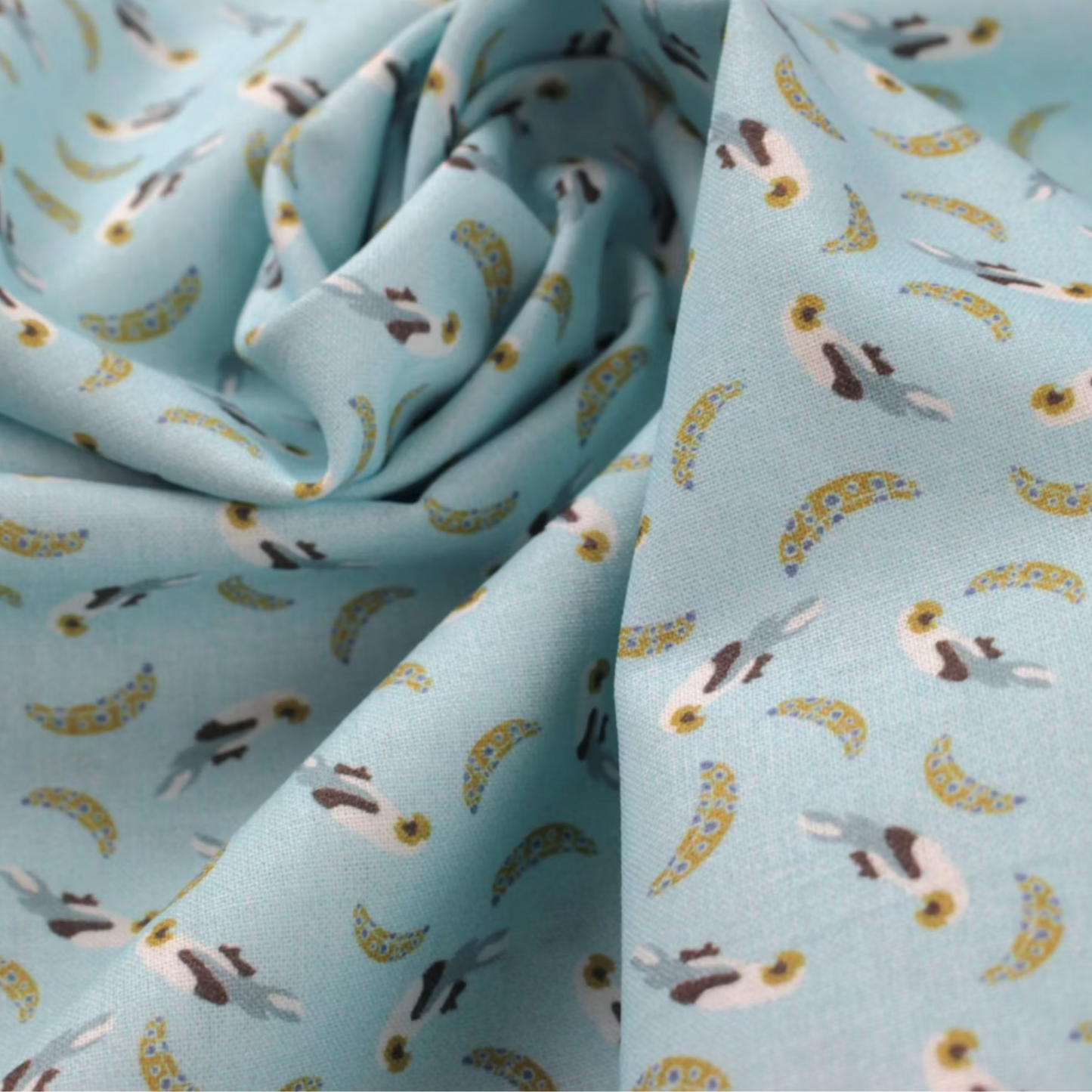 Coupon 45x45cm - Tissu coton Motif oiseaux