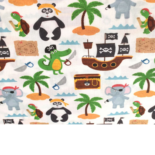 Coupon 45x45cm - Tissu coton Motif animaux pirates