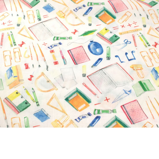 Coupon 45x45cm - Tissu coton Motif papeterie