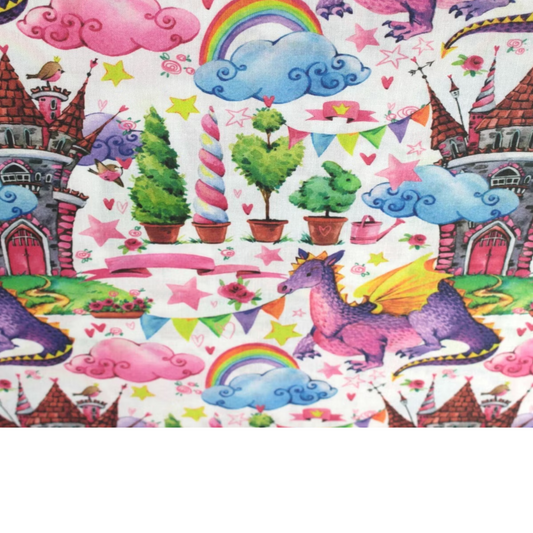 Coupon 45x45cm - Tissu coton Motif monde enchanté