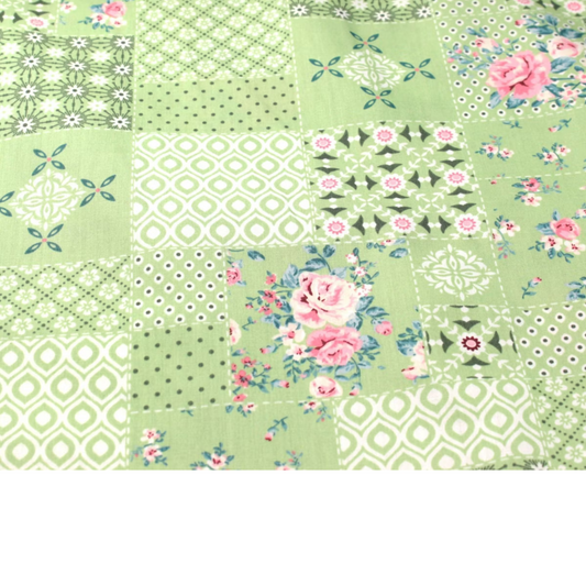 Coupon 45x45cm - Tissu coton Motif patchwork vert