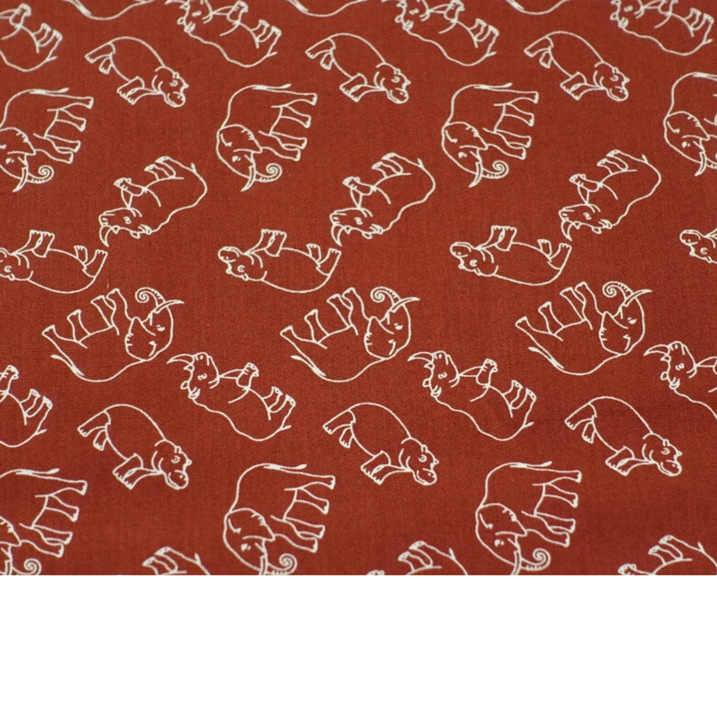 Coupon 45x45cm - Tissu coton Motif éléphants, hippopotames, rhinocéros sur fond roux