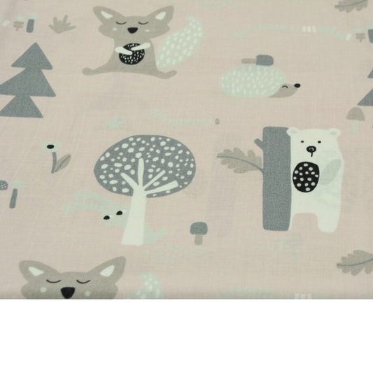 Coupon 45x45cm - Tissu coton Motif animaux fond rose