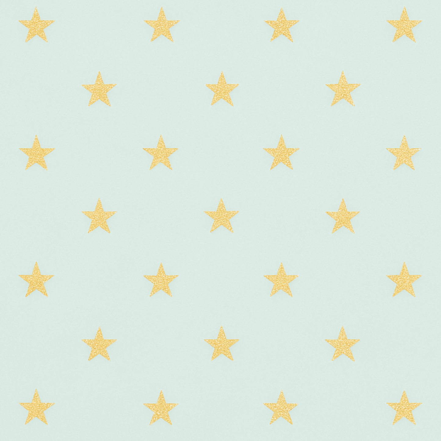 Coupon 45x45cm - Tissu coton Motif étoiles 25mm doré/menthe