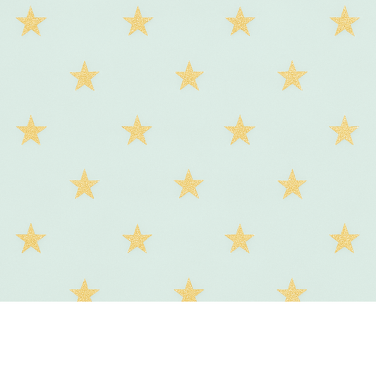 Coupon 45x45cm - Tissu coton Motif étoiles 25mm doré/menthe