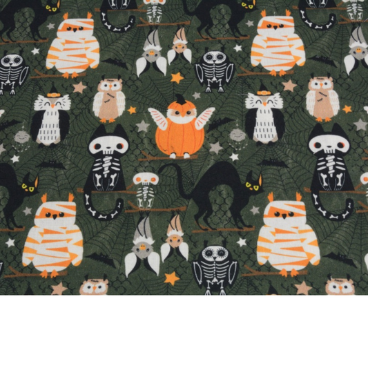 Coupon 45x45cm - Tissu coton Motif hiboux et chats halloween