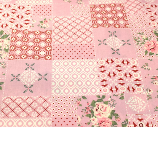 Coupon 45x45cm - Tissu coton Motif patchwork rose