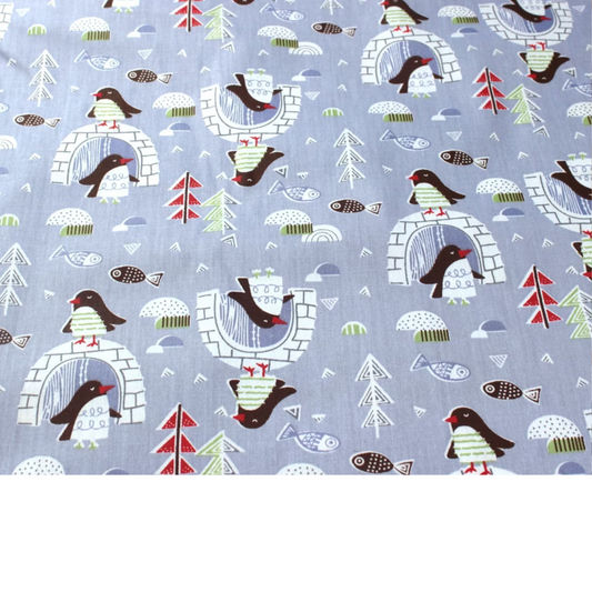 Coupon 45x45cm - Tissu coton Motif pingouins