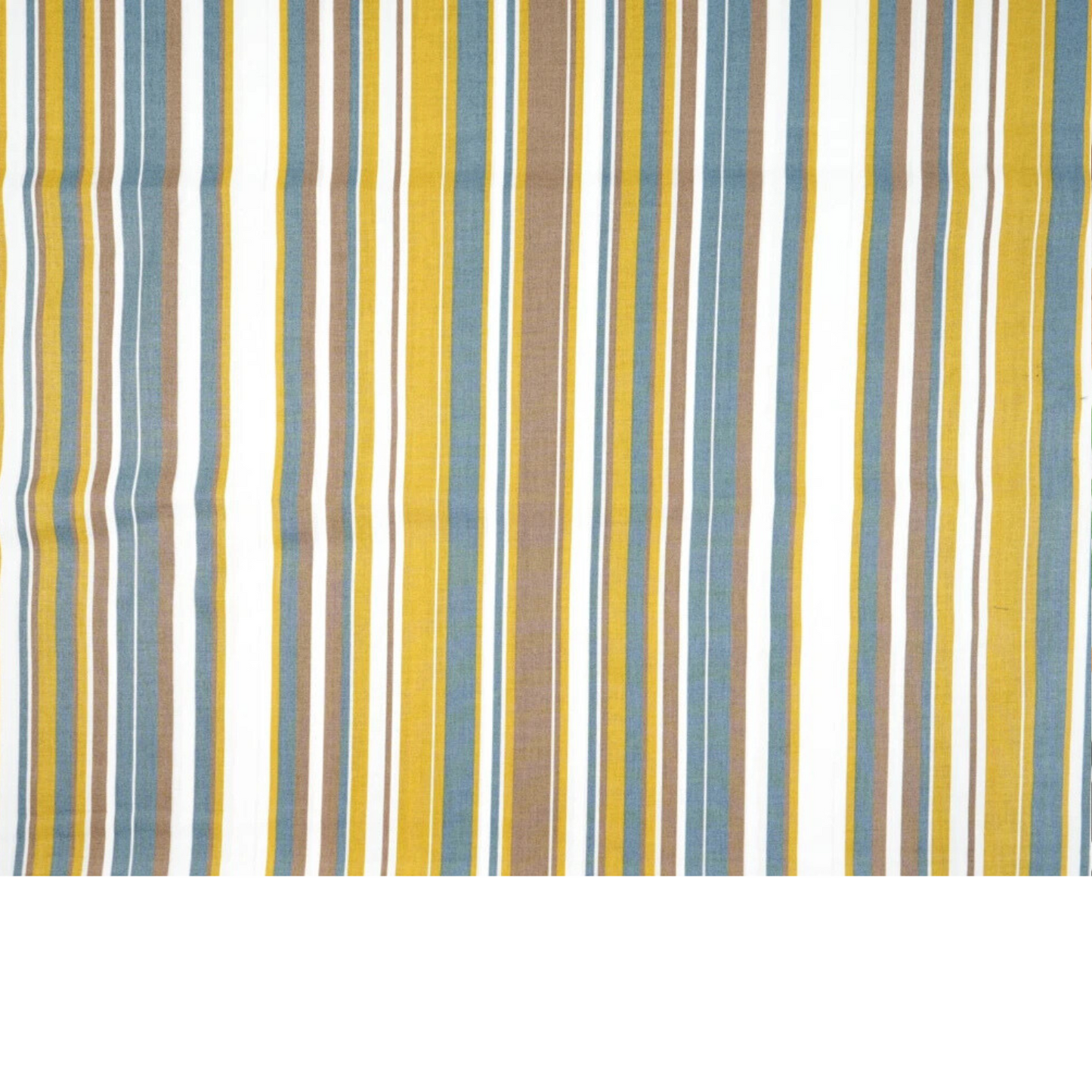 Coupon 50x50cm - Tissu coton Motif rayures moutarde et bleu jeans