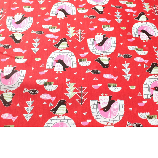 Coupon 45x45cm - Tissu coton Motif pingouins