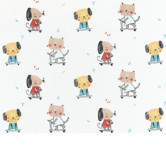 Coupon 45x45cm - Tissu coton Motif chiens et chats