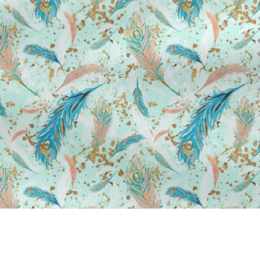 Coupon 50x50cm - Tissu coton Motif plumes