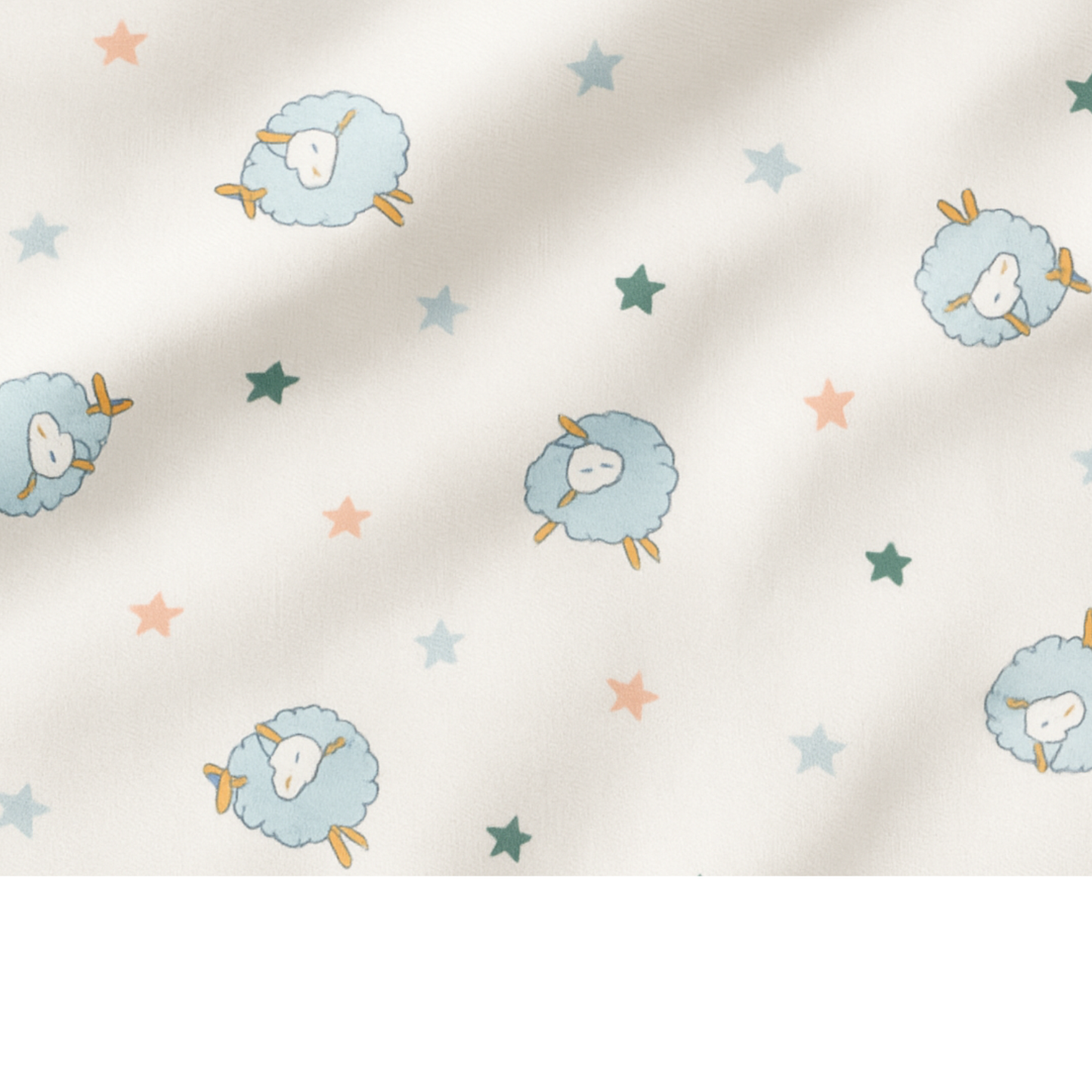 Coupon 45x45cm - Tissu coton Motif moutons et étoiles