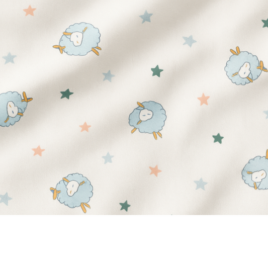 Coupon 45x45cm - Tissu coton Motif moutons et étoiles