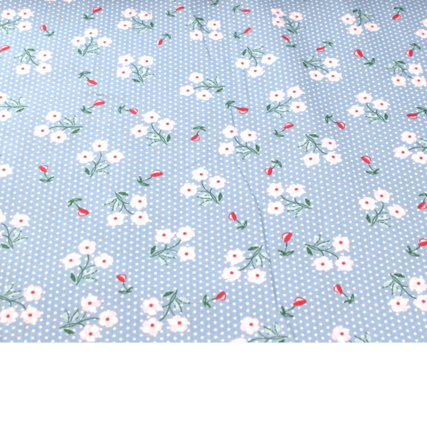 Coupon 45x45cm - Tissu coton Motif fleurs et pois