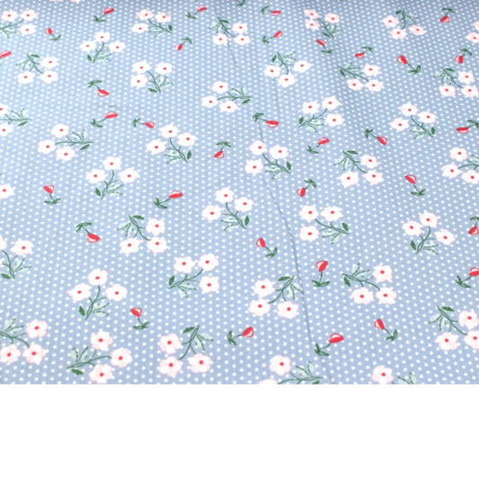 Coupon 45x45cm - Tissu coton Motif fleurs et pois