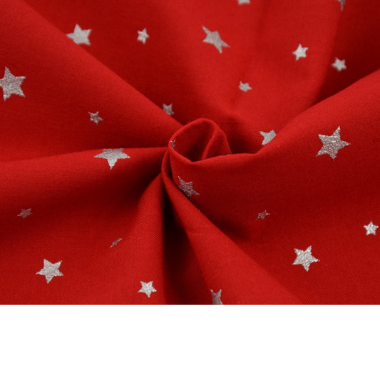 Coupon 45x45cm - Tissu coton Motif étoiles argentés