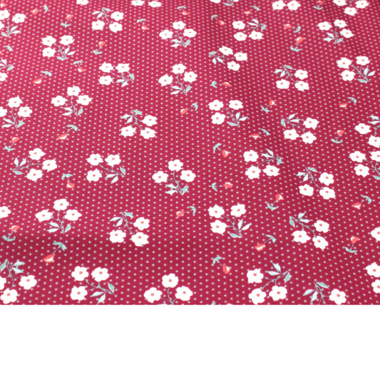 Coupon 45x45cm - Tissu coton Motif fleurs et pois