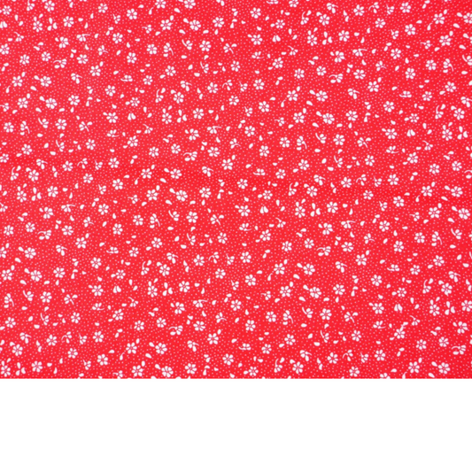 Coupon 50x50cm - Tissu coton Motif fleurs rouge