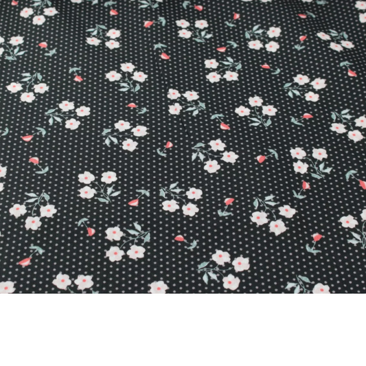 Coupon 45x45cm - Tissu coton Motif fleurs et pois