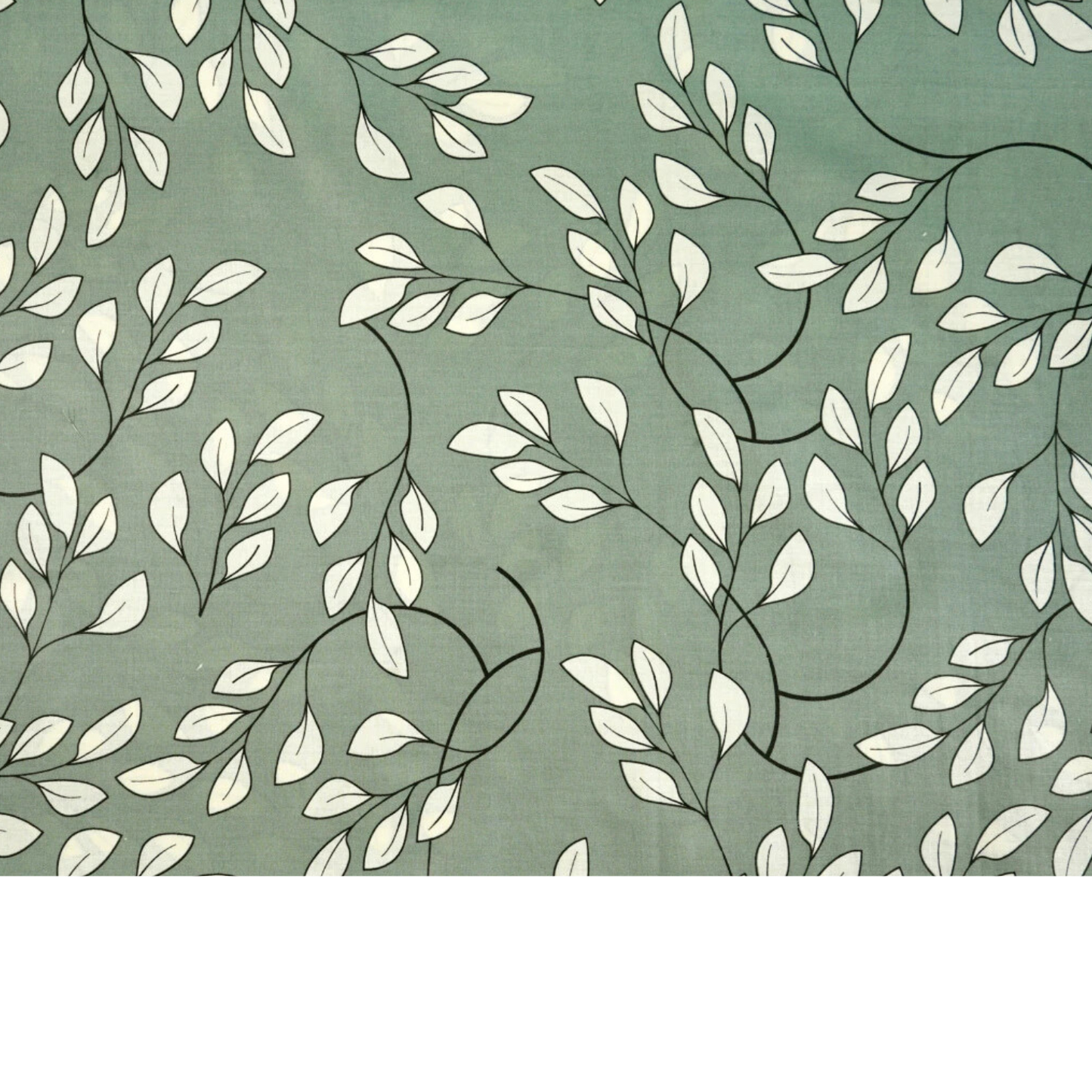 Coupon 50x50cm - Tissu coton Motif fleurs vert sauge