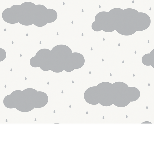 Coupon 45x45cm - Tissu coton Motif nuages et gouttes gris