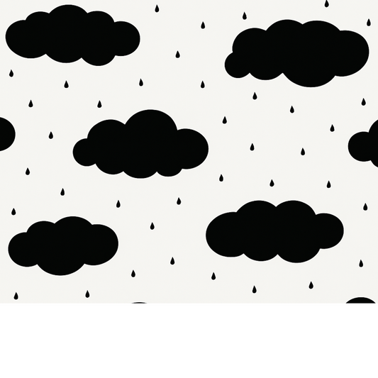 Coupon 45x45cm - Tissu coton Motif nuages et gouttes noir
