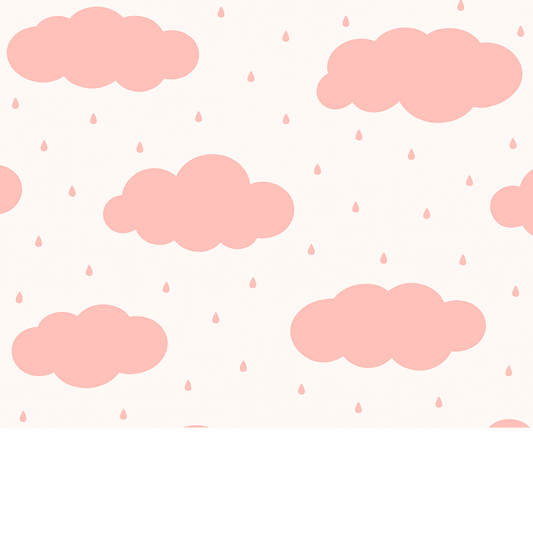 Coupon 45x45cm - Tissu coton Motif nuages et gouttes corail